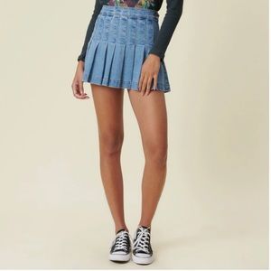 "Kirby" Pleated Denim Skirt